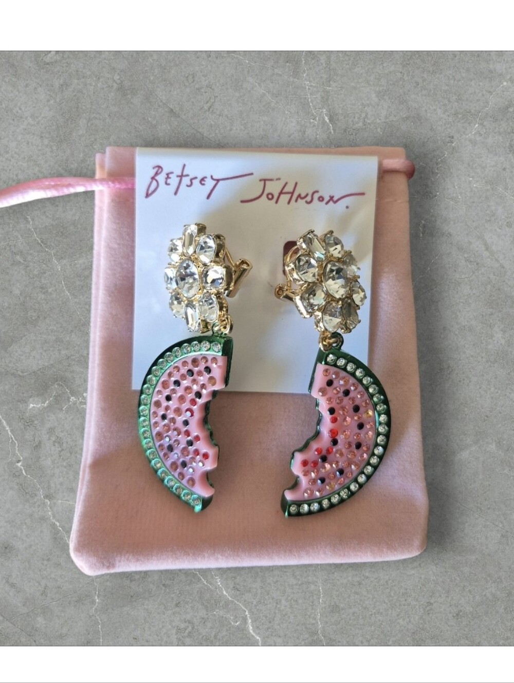 Betsey Johnson Faux Stone Backyard Watermelon Drop Earrings - Picture 5 of 7